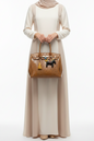 Tan Crocodile-Embossed Leather Tote Bag with Gold Padlock & Horse Charm