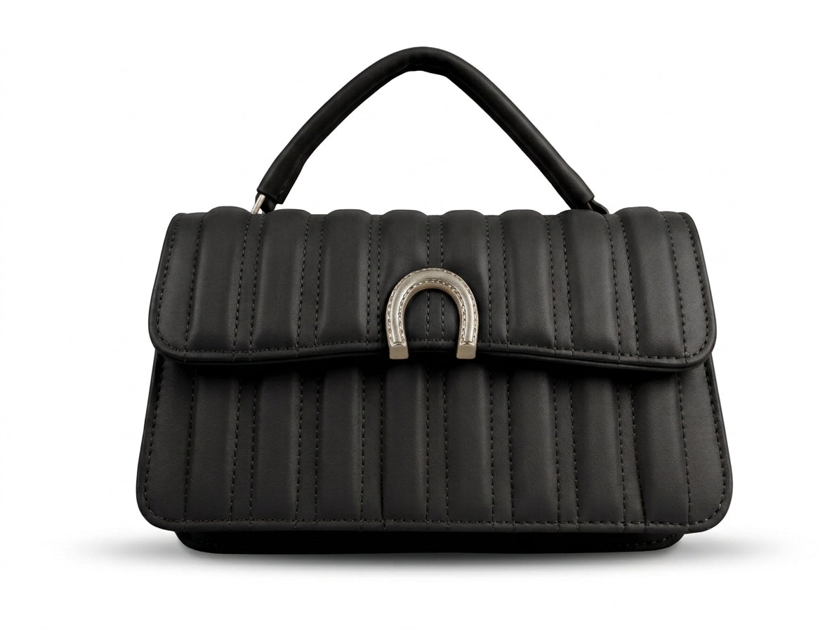 Rofee Quilted Top-Handle Bag - Front View
