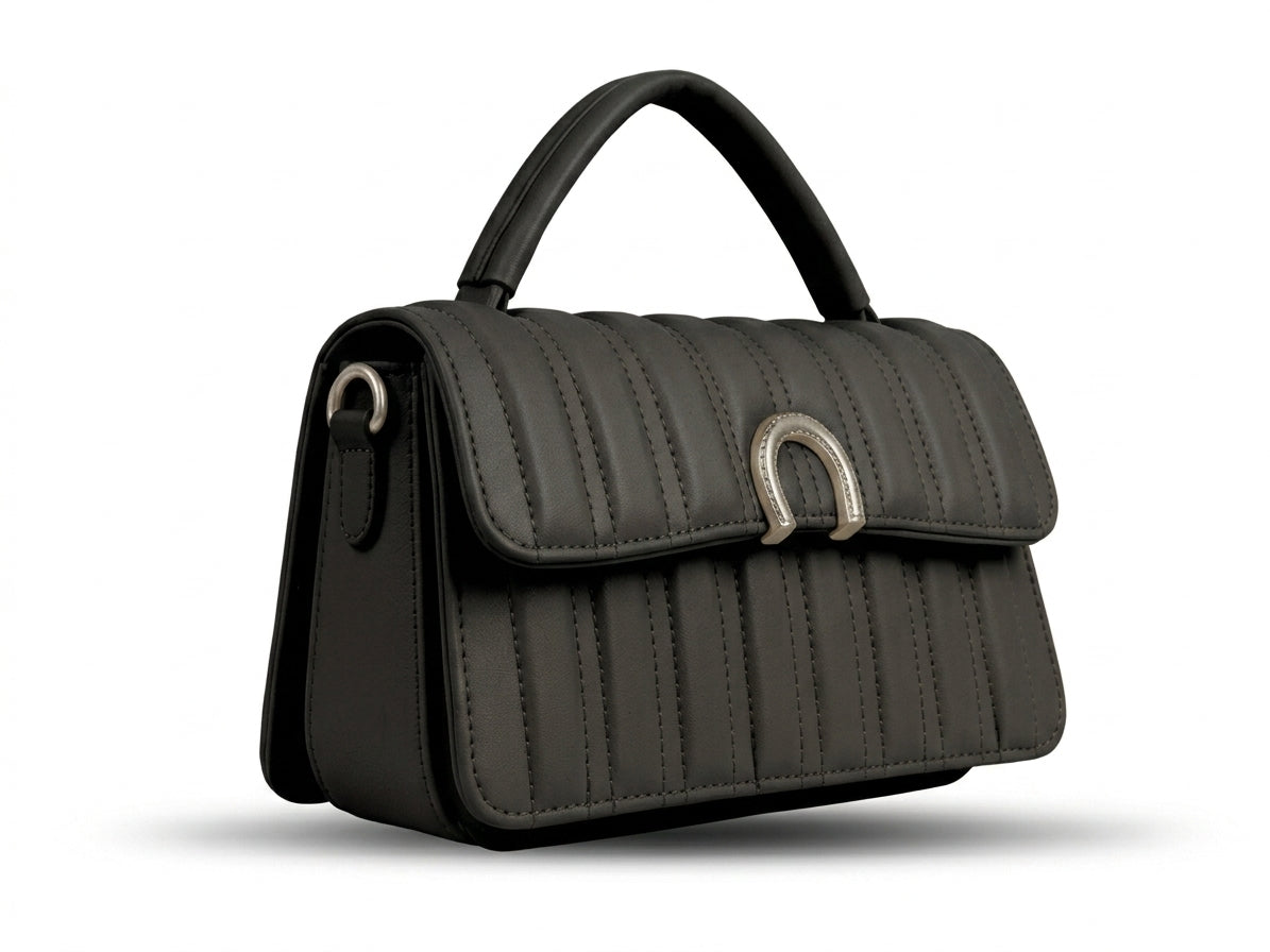 Rofee Quilted Top-Handle Bag - Angle View
