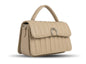 Quilted Beige Top Handle Bag - Back View