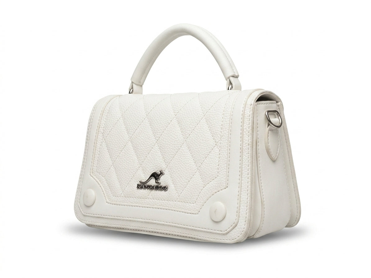 Quilted Cream Top-Handle Satchel Bag