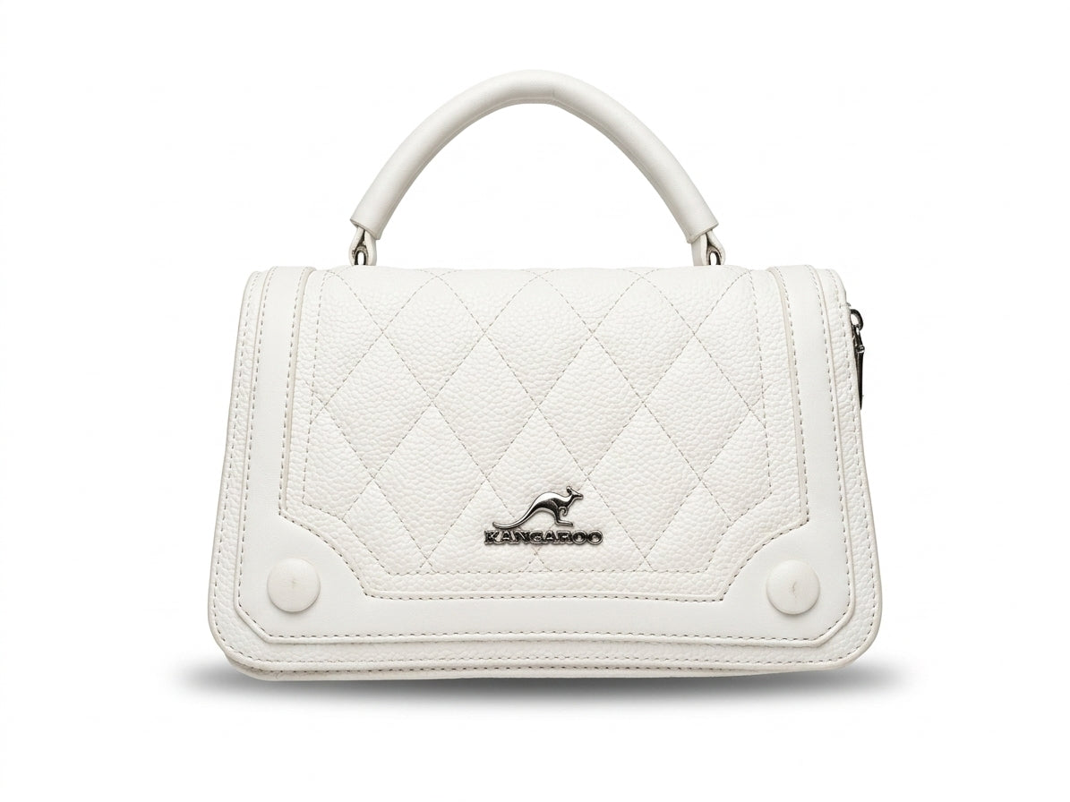 Quilted Cream Top-Handle Satchel Bag