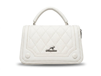 Quilted Cream Top-Handle Satchel Bag