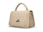 Quilted Cream Top-Handle Satchel Bag - Front View