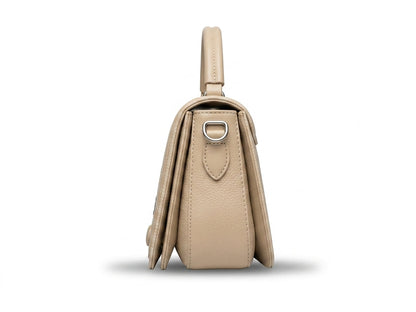 Quilted Cream Top-Handle Satchel Bag - Back View